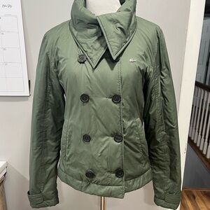 LACOST DOUBLE BREASTED GREEN PUFFER JACKET SIZE 36